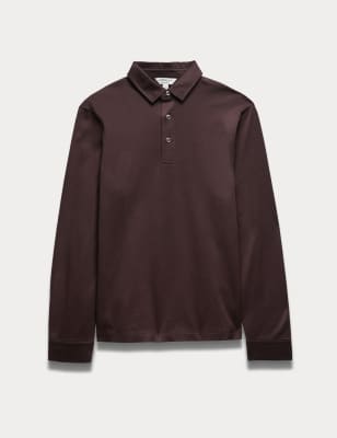 

Mens Autograph Pure Cotton Textured Long Sleeved Polo Shirt - Raisin, Raisin