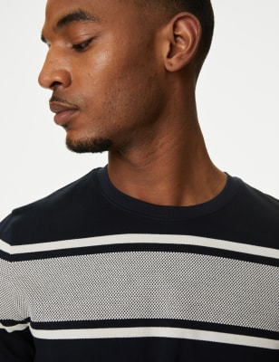 

M&S Collection Camiseta 100% algodón texturizadaMens - Dark Navy Mix, Dark Navy Mix