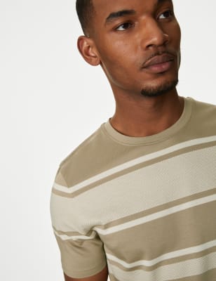 

Mens M&S Collection Pure Cotton Textured T-Shirt - Camel Mix, Camel Mix