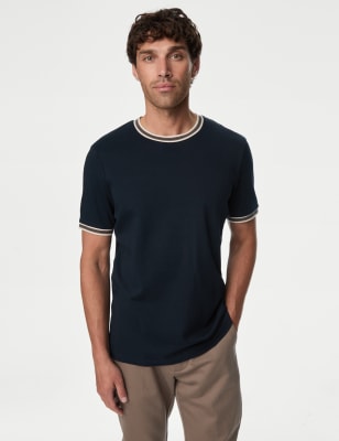 

Mens M&S Collection Pure Cotton Tipped T-Shirt - Dark Navy, Dark Navy