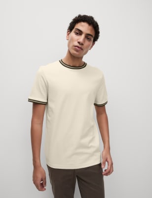 

Mens M&S Collection Pure Cotton Tipped T-Shirt - Ecru, Ecru