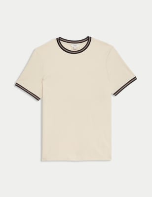 

Mens M&S Collection Pure Cotton Tipped T-Shirt - Ecru, Ecru