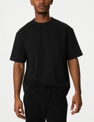 

Mens M&S Collection Oversized Pure Cotton Heavy Weight T shirt - Black, Black