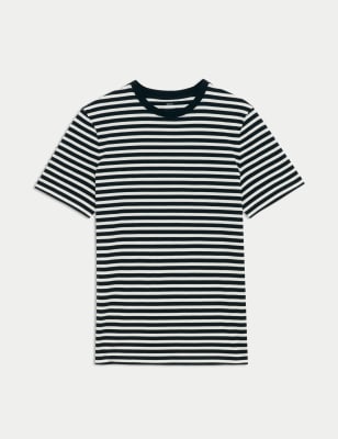 

Mens M&S Collection Regular Fit Crew Neck Striped T-Shirt - Navy Mix, Navy Mix