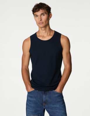 

Mens M&S Collection Pure Cotton Tank Top - Dark Navy, Dark Navy