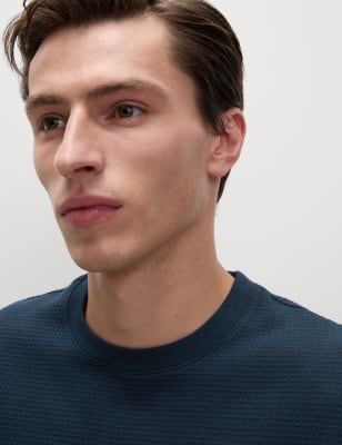 

M&S Collection Camiseta 100% algodón informal con textura gofradaMens - Dark Navy, Dark Navy