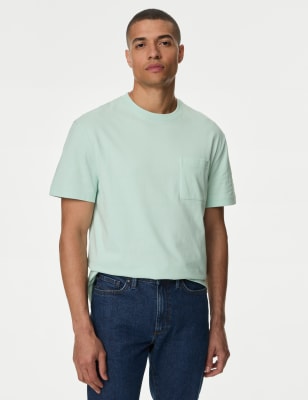 

Mens M&S Collection Pure Cotton Midweight Pocket T-shirt - Mint/Ice, Mint/Ice