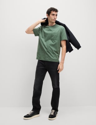 

Mens M&S Collection Mittelschweres T-Shirt aus reiner Baumwolle mit Tasche - Bayleaf, Bayleaf