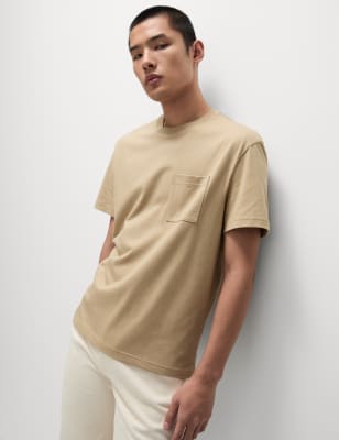 

Mens M&S Collection Pure Cotton Midweight Pocket T-shirt - Sand, Sand