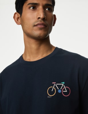 

Mens M&S Collection Pure Cotton Bike Graphic T-Shirt - Dark Navy, Dark Navy