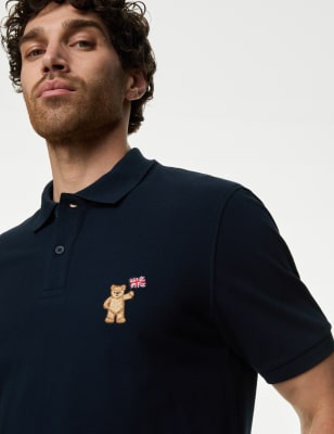 

Mens Pure Cotton Spencer Bear™ Polo Shirt - Dark Navy, Dark Navy