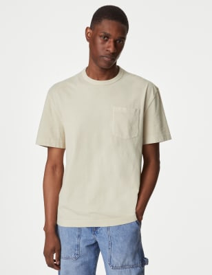 

Mens M&S Collection Pure Cotton Crew Neck T-Shirt - Ecru, Ecru