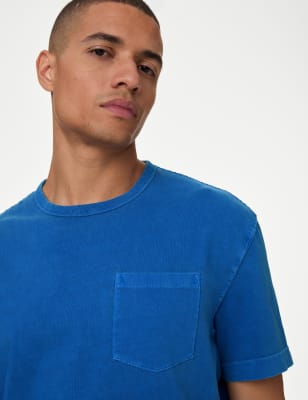 

Mens M&S Collection Pure Cotton Crew Neck T-Shirt - Mid Blue, Mid Blue