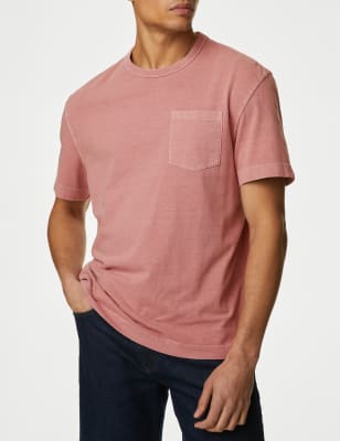 

Mens M&S Collection T-Shirt aus reiner Baumwolle mit Rundhalsausschnitt - Tea Rose, Tea Rose