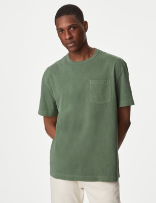 

Mens M&S Collection Pure Cotton Crew Neck T-Shirt - Moss Green, Moss Green