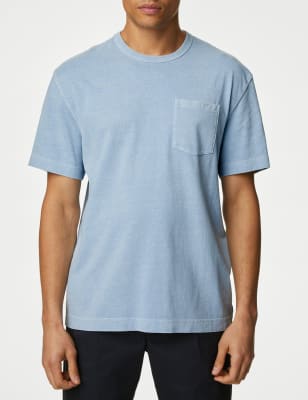 

Mens M&S Collection Pure Cotton Crew Neck T-Shirt - Light Chambray, Light Chambray