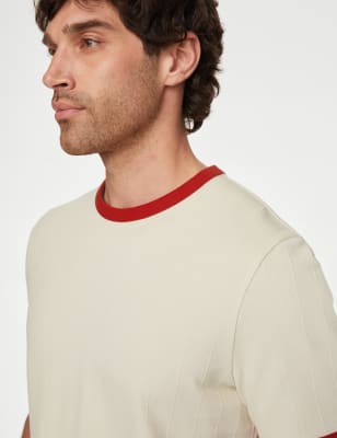 

M&S Collection Camiseta de algodón texturizadaMens - Ecru, Ecru