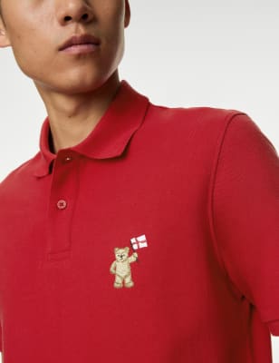 

Mens Pure Cotton Spencer Bear™ England Polo Shirt - Bright Red, Bright Red