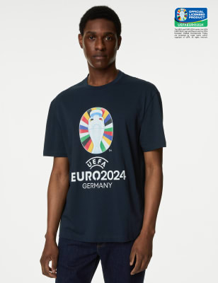 

Mens M&S Collection T-Shirt aus reiner Baumwolle mit UEFA EURO2024™-Motiv - Dark Navy, Dark Navy