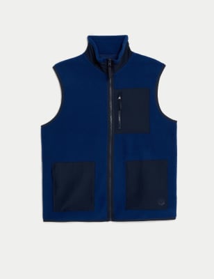 

Mens M&S Collection Polar Fleece Zip Up Gilet - Dark Blue, Dark Blue