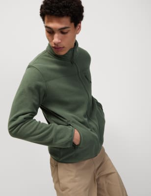 

Mens Goodmove Zip Up Funnel Neck Micro Fleece - Moss Green, Moss Green