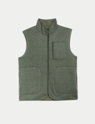 

Mens M&S Collection Fleece Funnel Neck Gilet - Moss Green, Moss Green