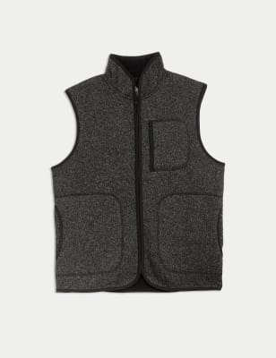 

Mens M&S Collection Fleece Funnel Neck Gilet - Charcoal, Charcoal