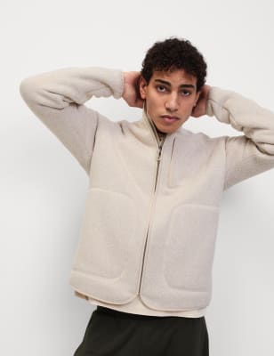 

Mens Goodmove Strickjacke mit Fleecefutter und Reißverschluss - Light Natural, Light Natural