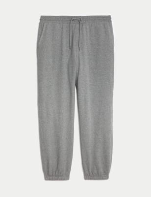 

Mens M&S Collection Pure Cotton Fleece Lined Joggers - Grey Marl, Grey Marl