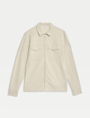 

Mens Autograph Cotton Rich Overshirt - Stone, Stone