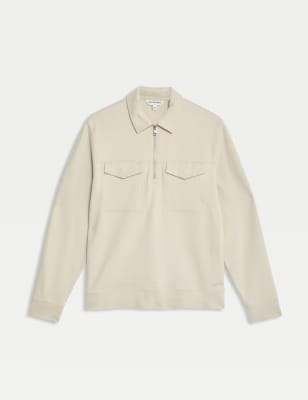 Autograph Men's Cotton Rich Textured Half Zip Sweatshirt