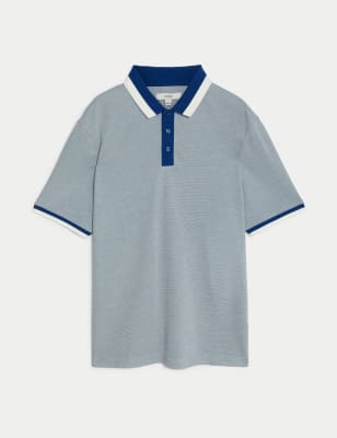 

Mens M&S Collection Poloshirt mit Kontraststreifen - Rich Blue, Rich Blue