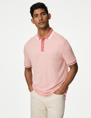 

Mens M&S Collection Tipped Polo Shirt - Medium Coral, Medium Coral