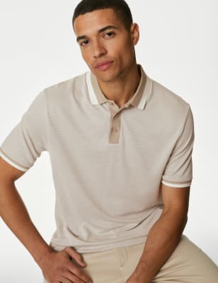 

Mens M&S Collection Tipped Polo Shirt - Natural, Natural