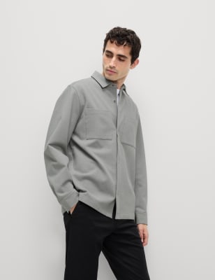 

Mens M&S Collection Cotton Rich Two Pocket Overshirt - Mid Grey, Mid Grey