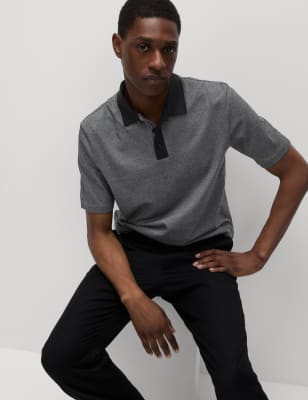 

Mens M&S Collection Pure Cotton Polo Shirt - Black Mix, Black Mix