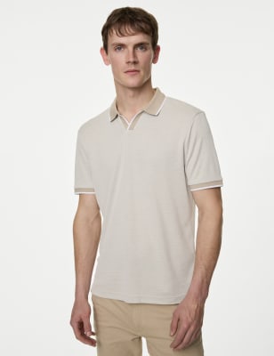 

Mens M&S Collection Modal Rich Revere Polo Shirt - Natural, Natural