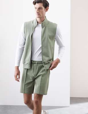 

Mens Autograph Regular Fit Elasticated Waist Shorts, Smokey Green