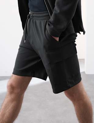 Mens Autograph Cotton Rich Cargo Shorts, Black