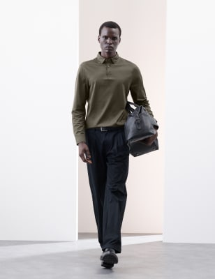 

Mens Autograph Langarm-Poloshirt aus reiner Supima®-Baumwolle - Dark Olive, Dark Olive