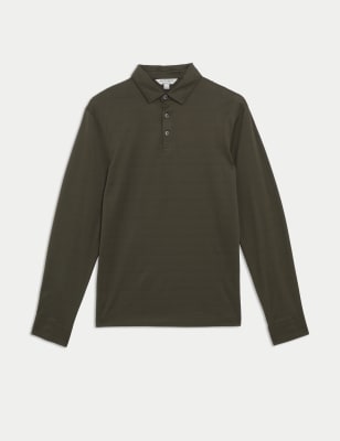 

Mens Autograph Pure Supima® Cotton Long Sleeve Polo Shirt - Dark Olive, Dark Olive