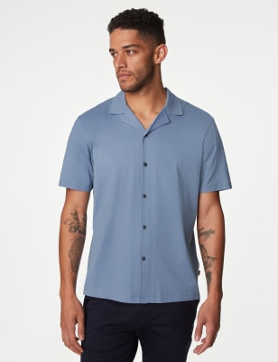 

Mens Autograph Pure Cotton Revere Polo Shirt - Smokey Blue, Smokey Blue