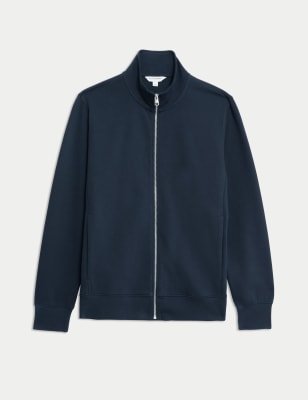 

Mens Autograph Cotton Rich Zip Up Funnel Neck Jacket - Dark Navy, Dark Navy