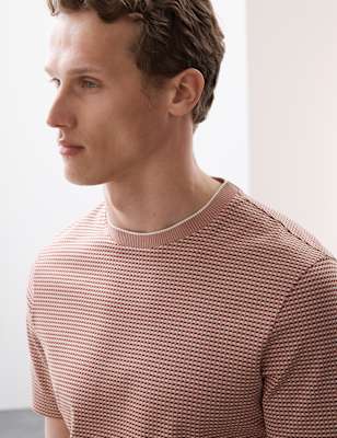 

Mens Autograph Pure Cotton Jacquard T-Shirt, Maple
