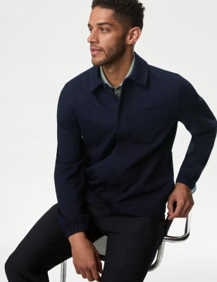 

Mens Autograph Cotton Rich Overshirt - Dark Navy, Dark Navy