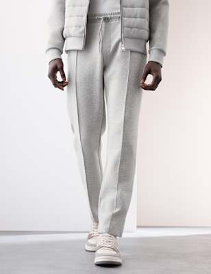 

Mens Autograph Cotton Rich Pintuck Straight Leg Joggers, Grey Marl