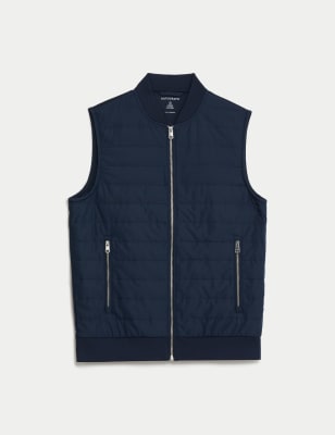 

Mens Autograph Cotton Rich Zip Up Quilted Gilet with Stormwear™ - Dark Navy, Dark Navy