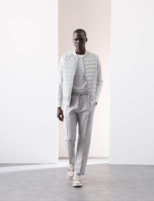 

Mens Autograph Cotton Rich Zip Up Quilted Gilet with Stormwear™, Grey Marl