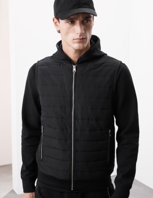 

Mens Autograph Cotton Rich Zip Up Quilted Gilet with Stormwear™ - Black, Black