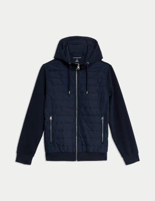 

Mens Autograph Cotton Rich Zip Up Hooded Jacket with Stormwear™ - Dark Navy, Dark Navy